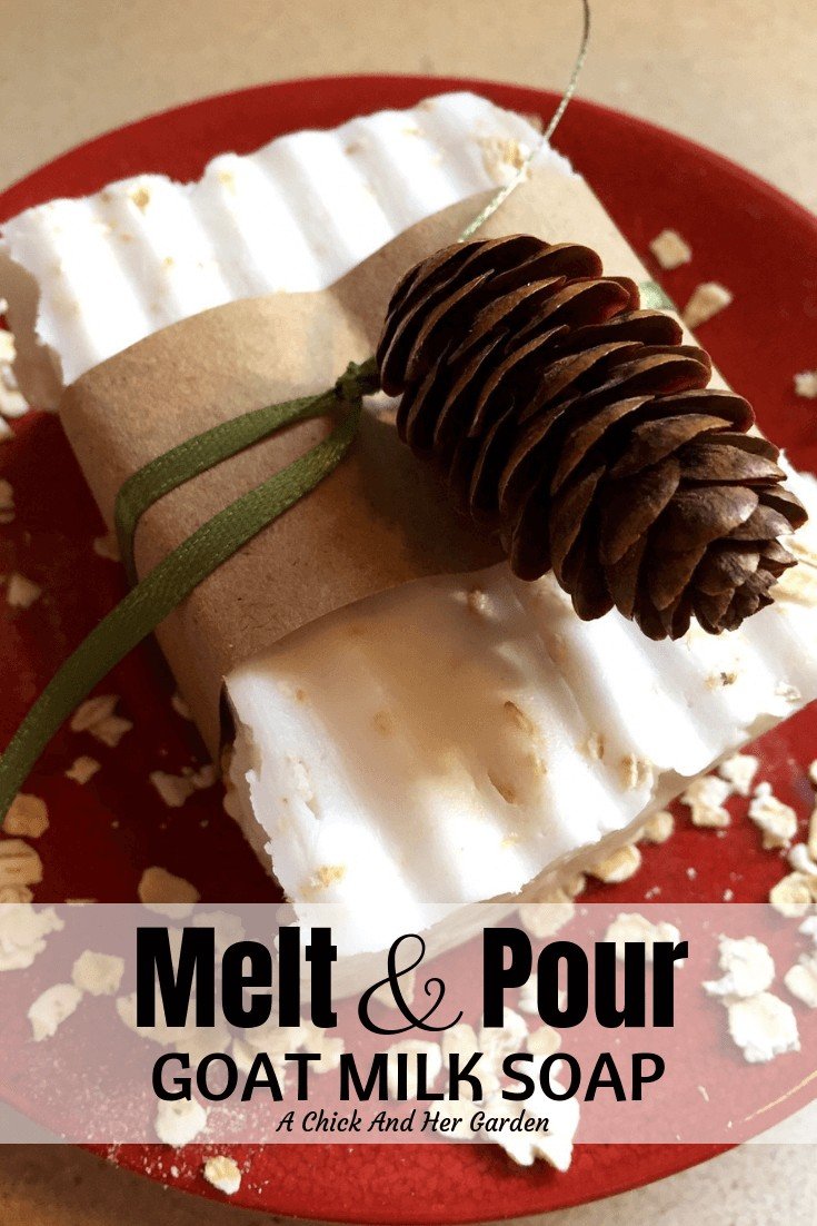 If you're looking to give hand crafted soap for Christmas but aren't ready to jump into cold process soap, this tutorial for Melt and Pour Goat Milk Soap is perfect to get started! Soap Cute and soooo easy!! #meltandpoursoap #soapcrafting #soapDIY #achickandhergarden