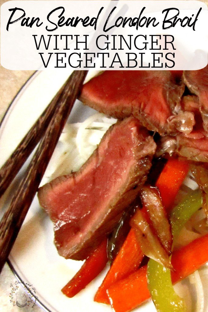 I'm in love with this Asian inspired twist on london broil! The ginger vegetables were SO GOOD and perfect topped on rice noodles!  #dinnerideas #dinnerrecipes #londonbroilrecipes #recipestotry #achickandhergarden