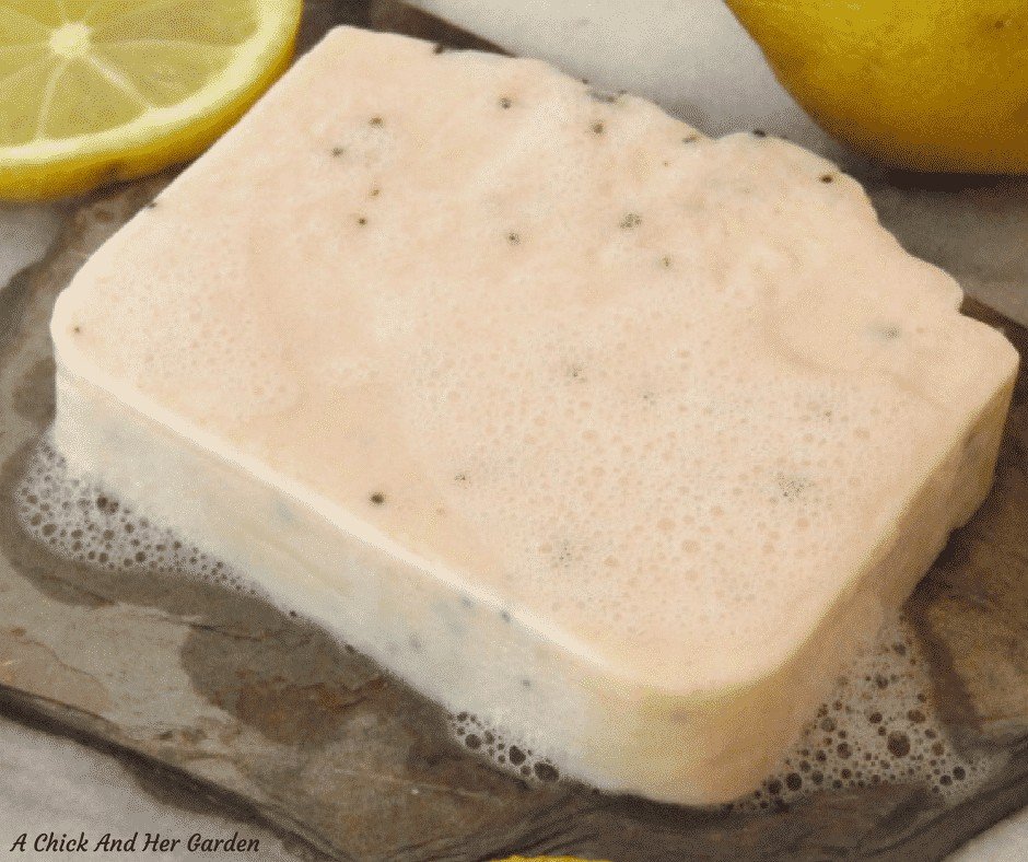 lemon poppy seed soap on slate