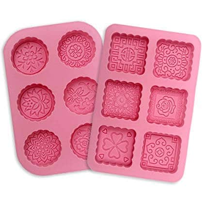 JUSLIN Round & Square 6-Cavity Silicone Soap Mold Cake Mold Chocolate Mold