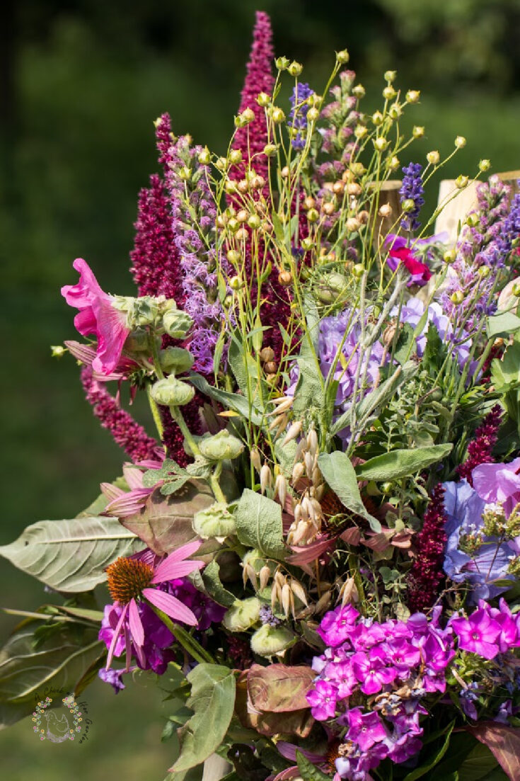 bouquet of fresh cut flowers and herbs