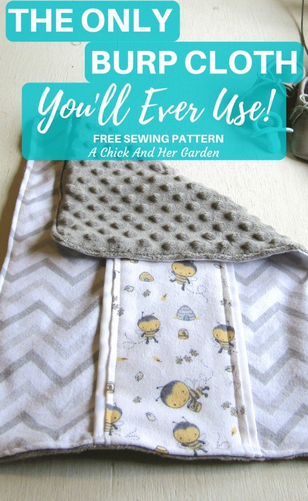 This burp cloth is amazing!! They are so soft for baby, thick, and last forever!! I'm so glad I found this burp cloth sewing pattern! #babysewingproject #diybaby #burpcloth #sewingpattern #minkyburpcloth #achickandhergarden