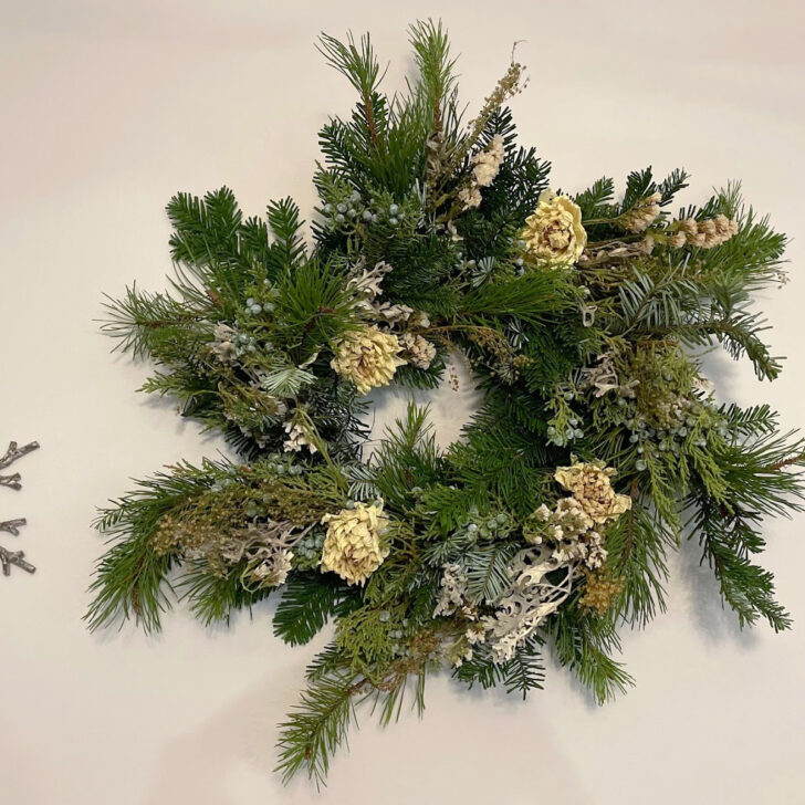 Mixed evergreen holiday wreath